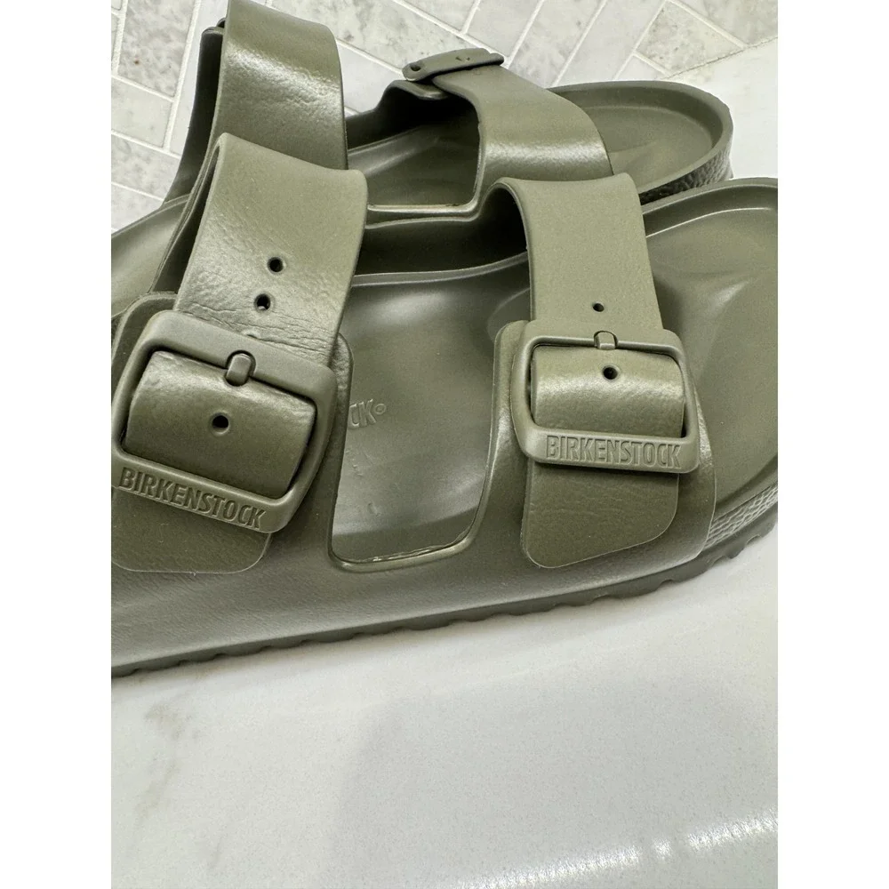Birkenstock Arizona Essentials EVA Sandals Mens Size 11 44 Khaki Slip On Slides